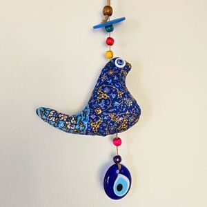 Wall Decorating Amen Bird Blue Evil eyes 12"×4"